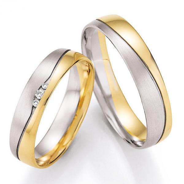 Nowotny-Collection Ruesch Trauringe Weiss-Gelbgold 66/43050-045 + 66/43060-045